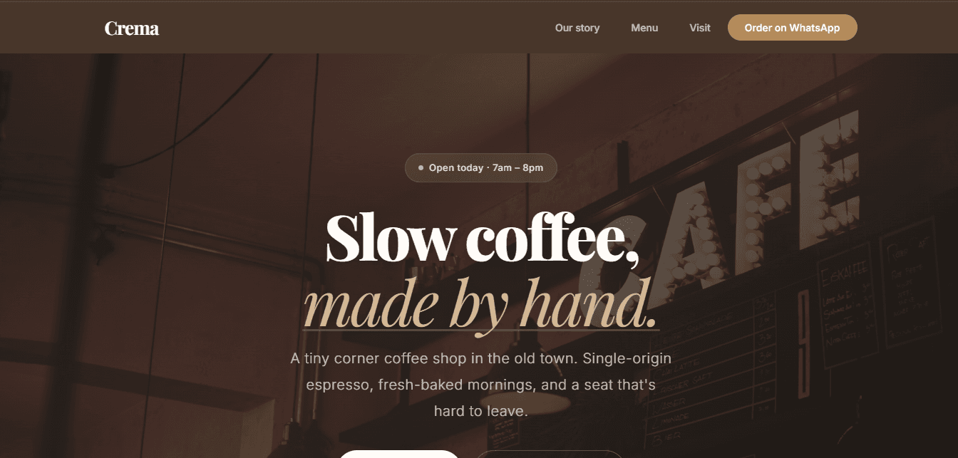 Crema Coffee Landing Page preview